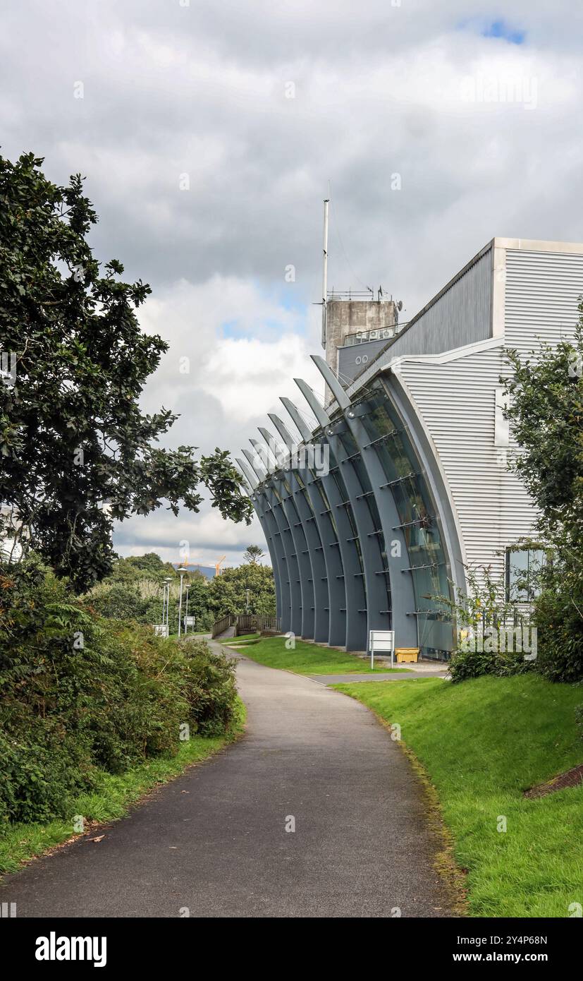 Portrait format of Rear view of the award winning Ship building, Originally home to the offices of the Evening Herals and Western Morning News when op Stock Photo