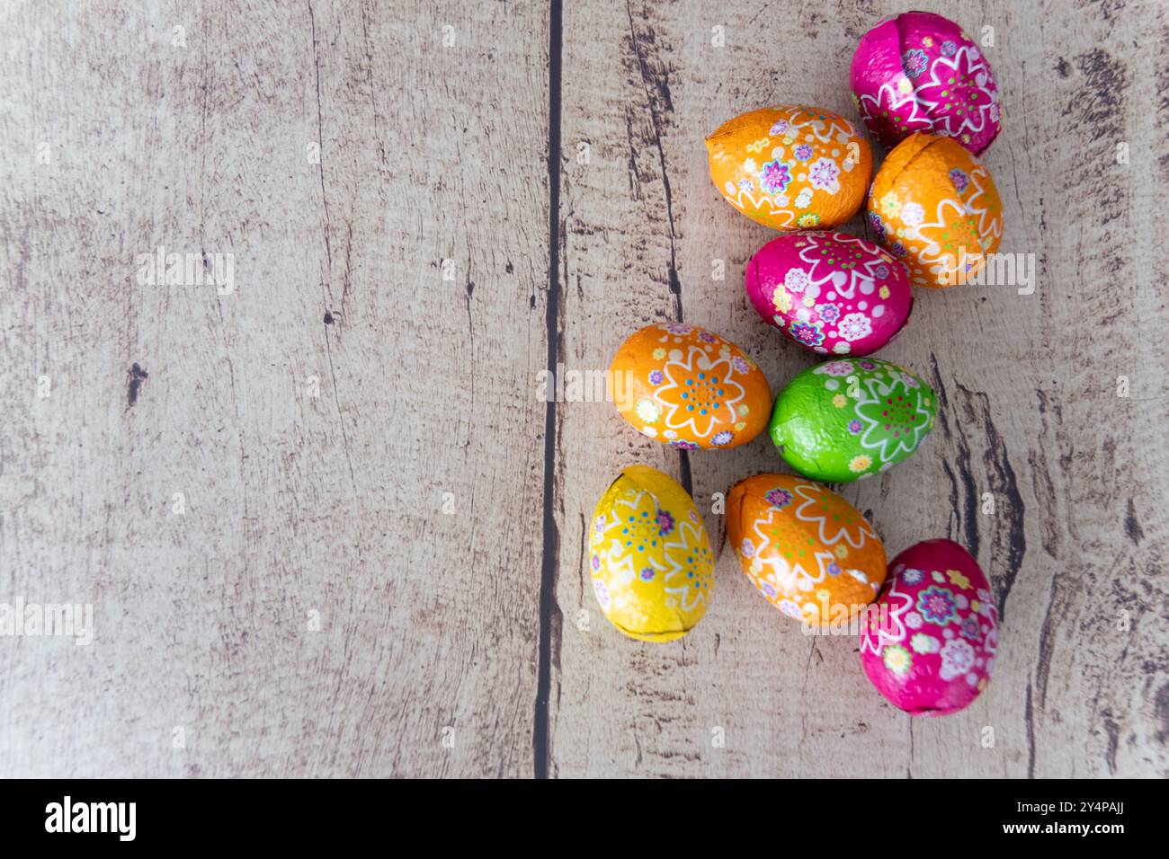 collection of brightly colored easter eggs Stock Photo