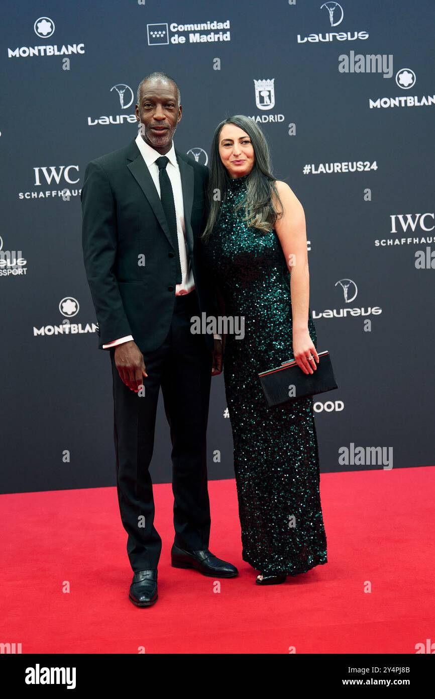 Michael Johnson, Armine Shamiryan attends Laureus World Sports Awards Madrid 2024 - Red Carpet at Palacio de Cibeles on April 22, 2024 in Madrid, Spain. Stock Photo