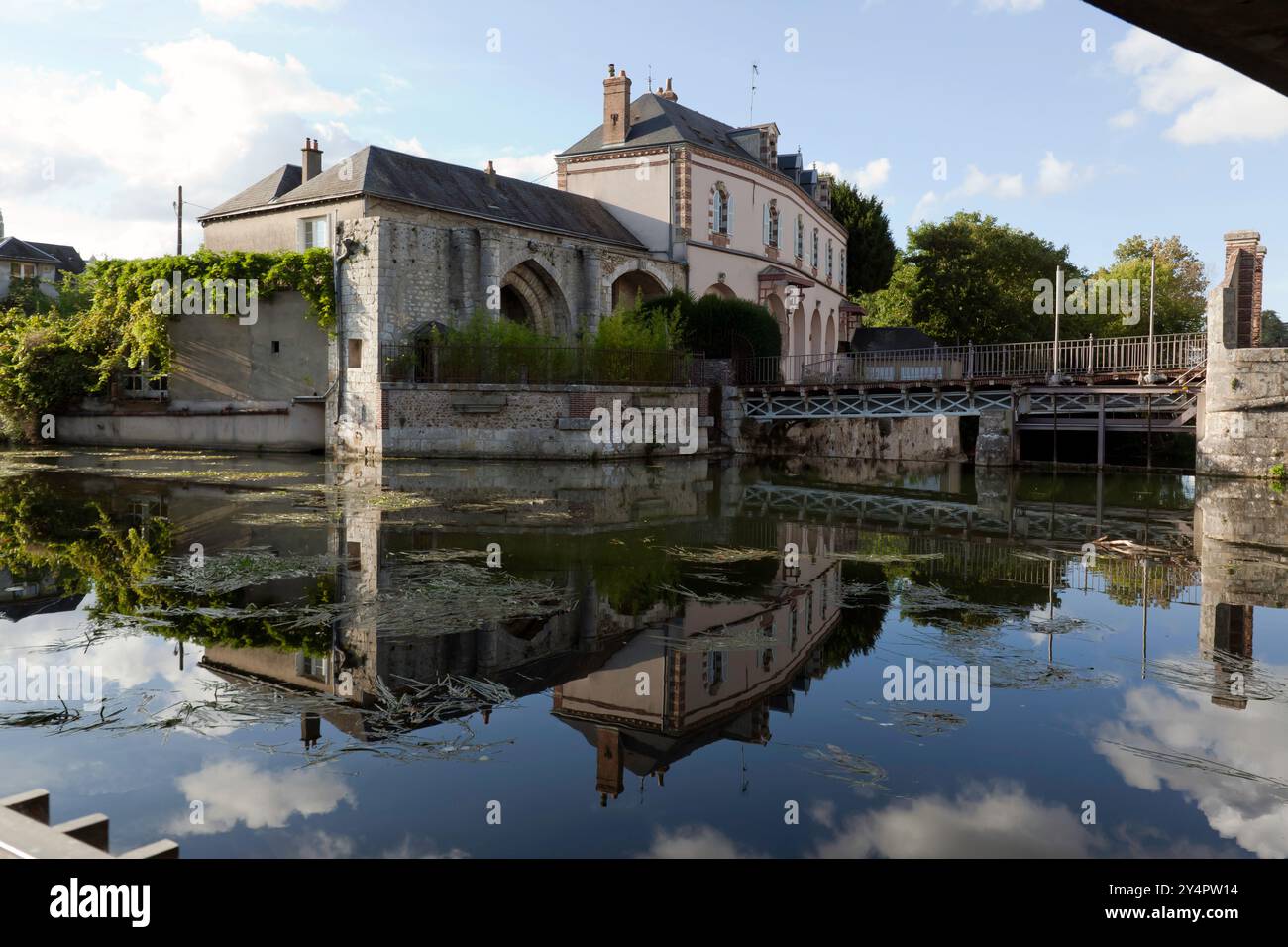 The Eure river running through Chartres, France Stock Photo