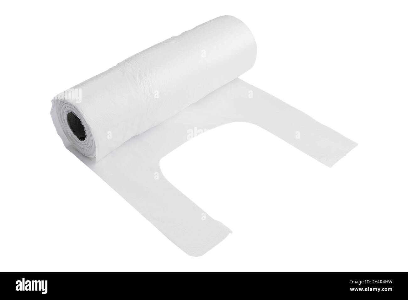 Traas Rol White polyethylene trash bag roll isolated on white background Stock ...
