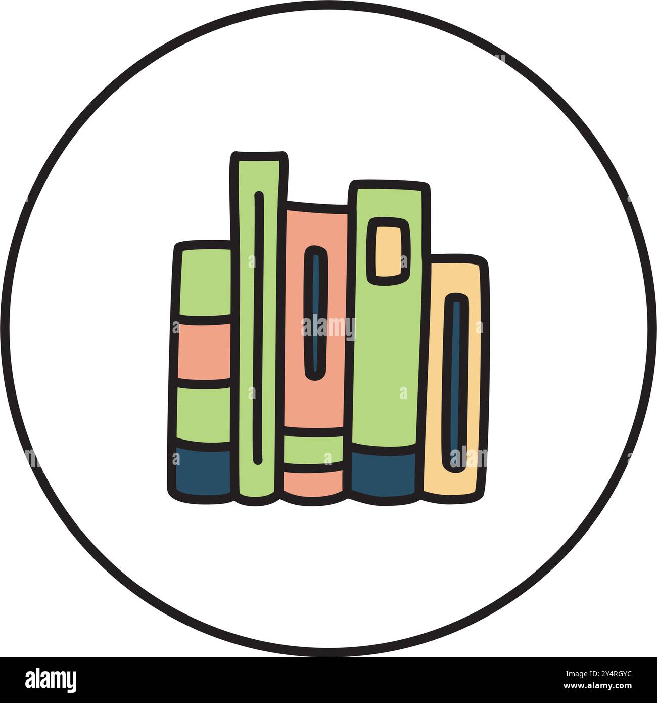 Doodle books shelf icon hand drawn in minimalistic style. Knowledge ...