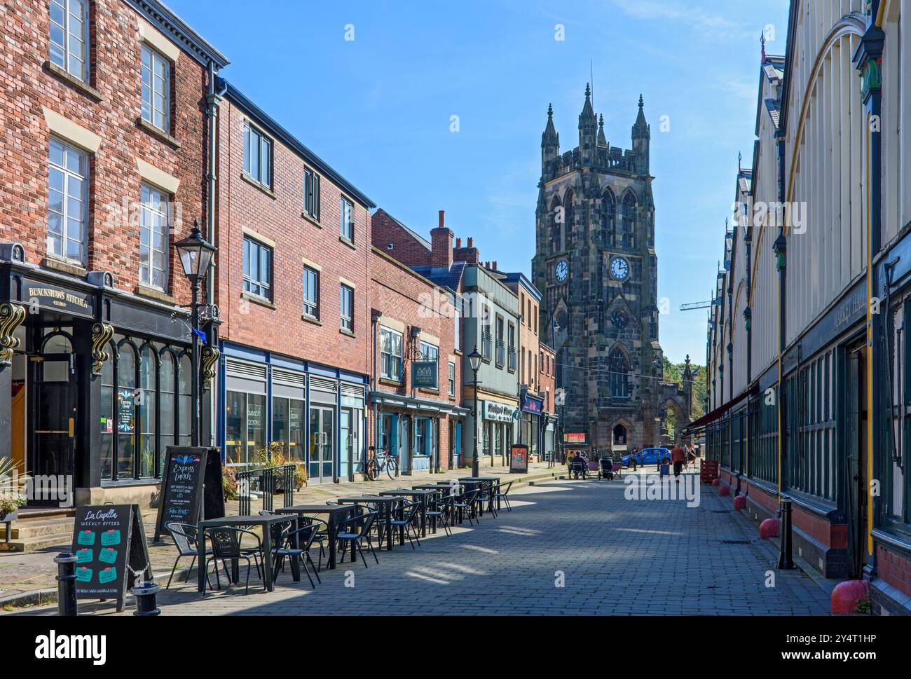 St Mary's Church from Market Place, Stockport, Gtr Manchester, England, UK Stock Photo