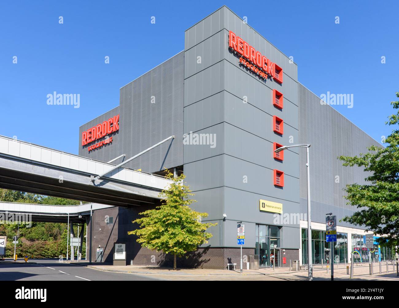 The car park of the Redrock leisure centre, from Bridgefield Street, Stockport, Gtr Manchester, England, UK Stock Photo