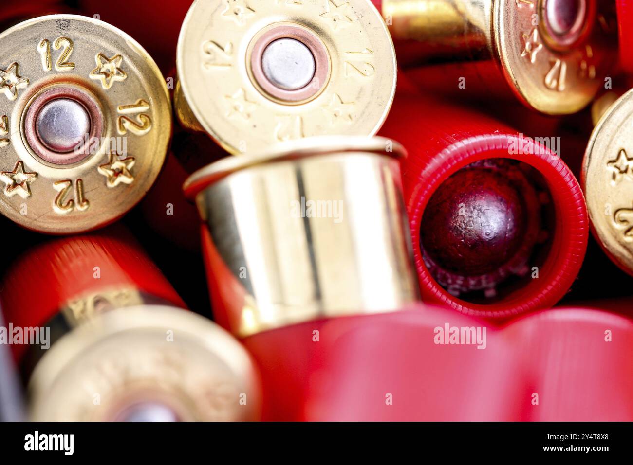 Shotgun shellsRed shotgun shells Stock Photo