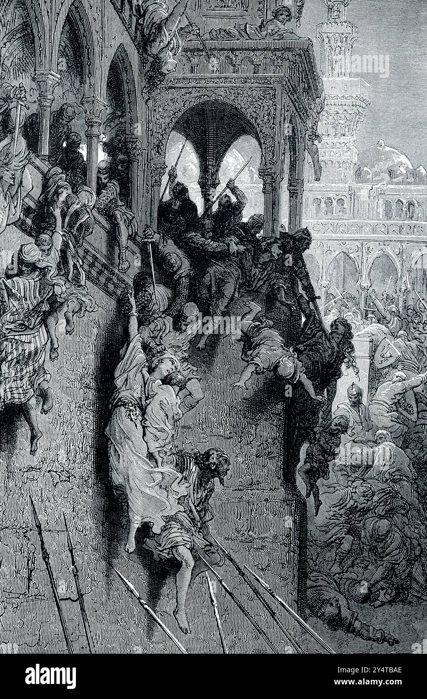 CRUSADERS MASSACRING THE MAHOMETANS OF ANTIOCH.—The early 1900s caption ...