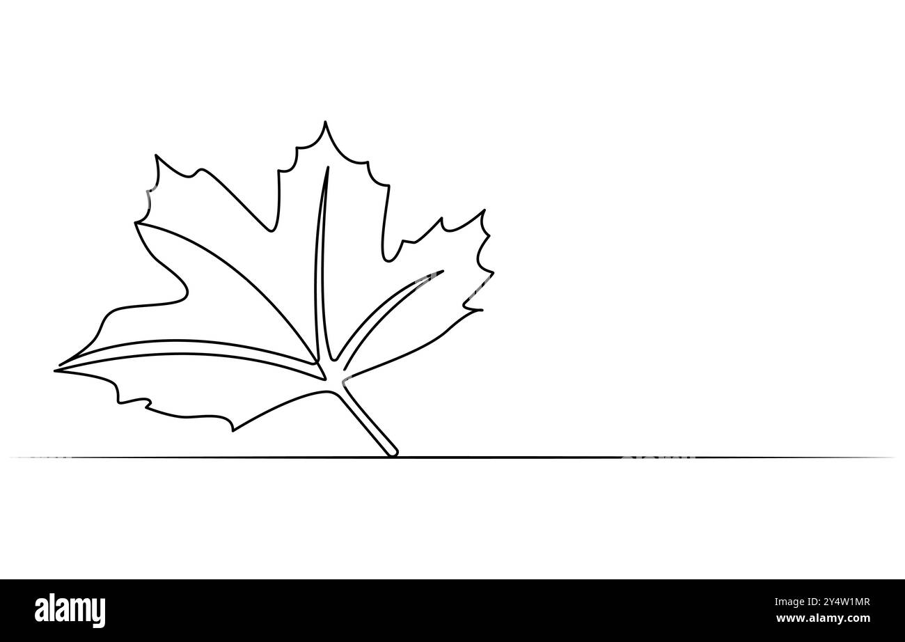 Maple Leaf, Canada Day Continuous Line Drawing with Editable Stroke and Color Elements Stock Vector