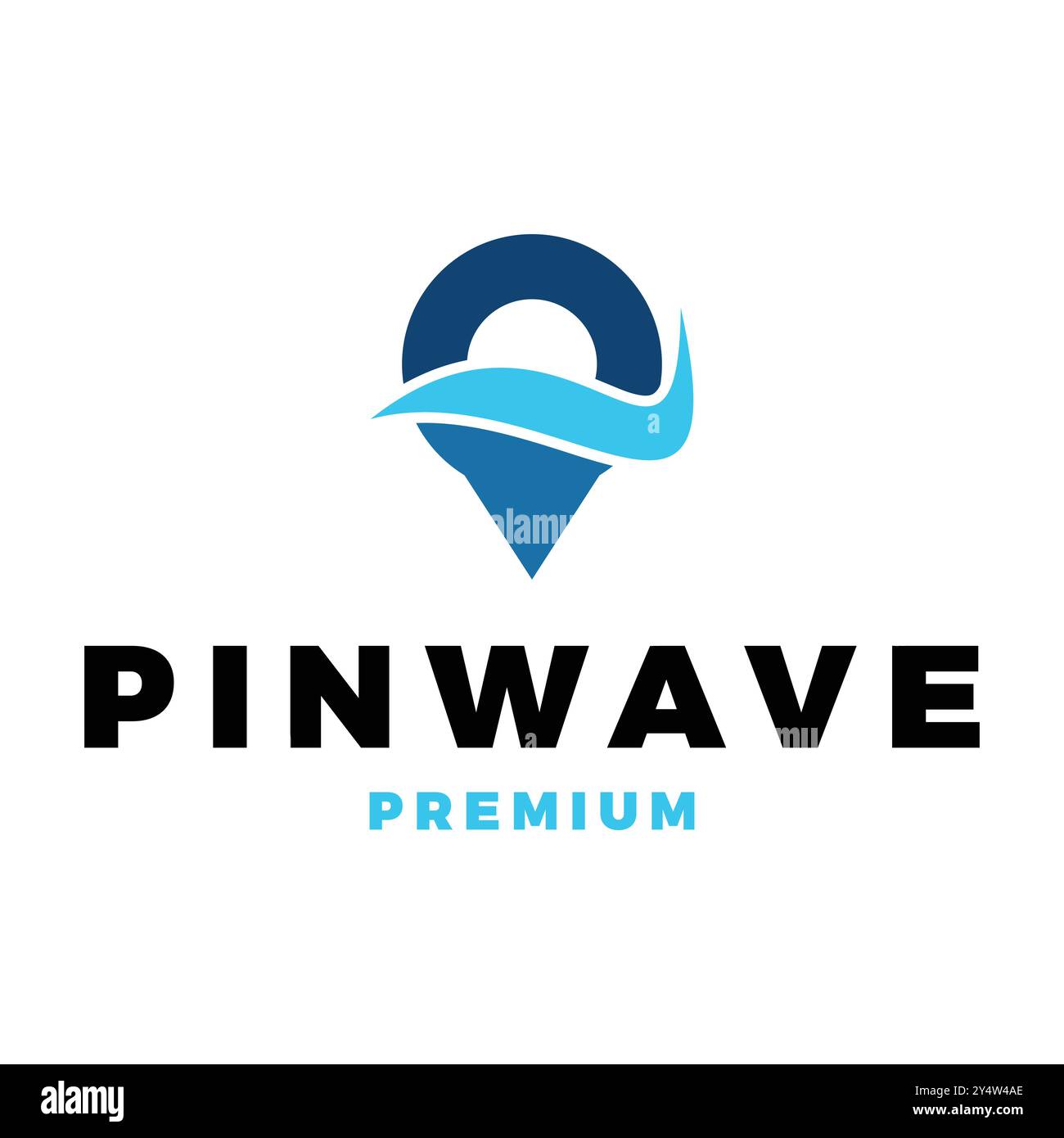 Pin Water Wave Icon Vector Logo Template Illustration Design Stock Vector