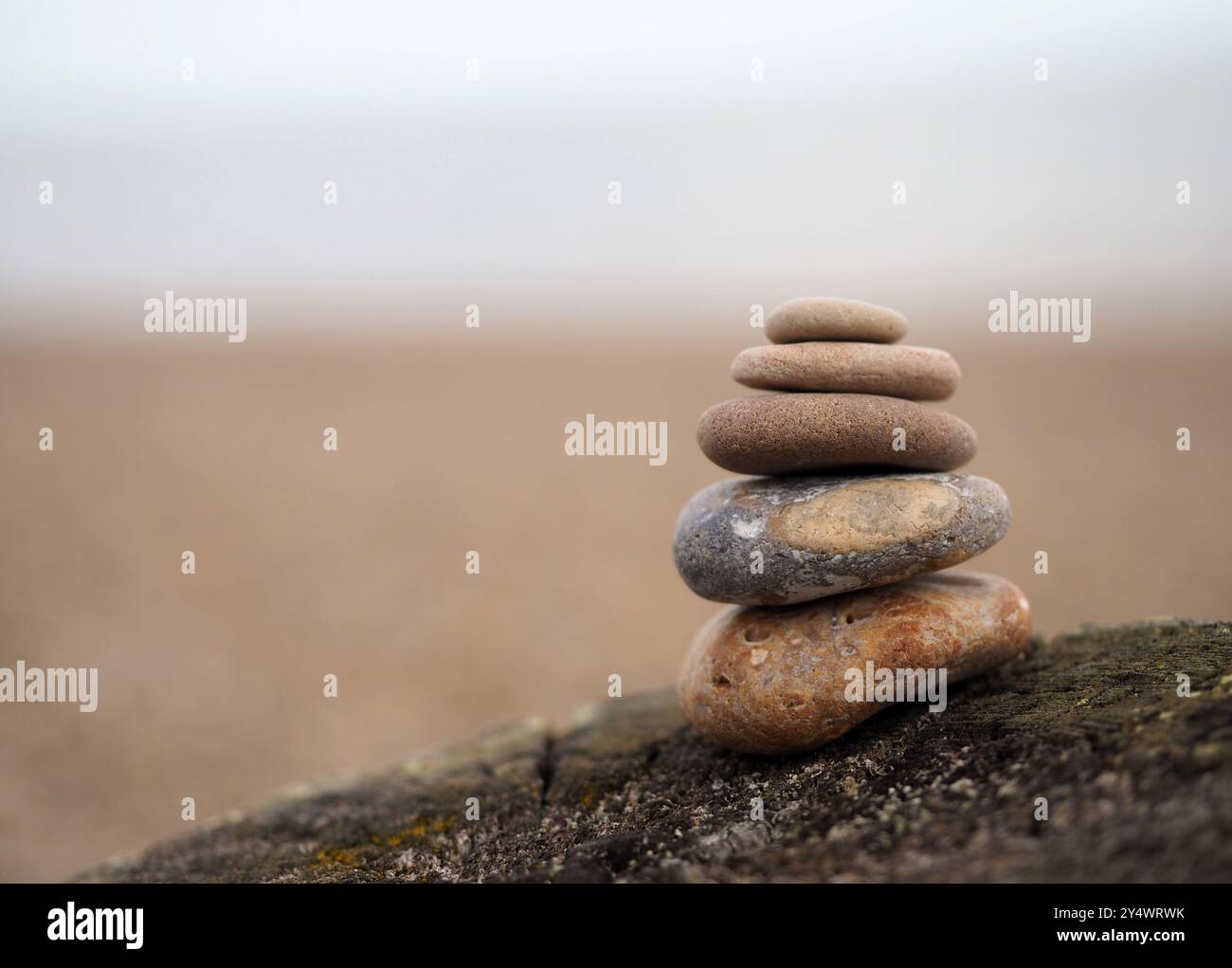 Abstract stack of pebbles, Suffolk, UK Stock Photo
