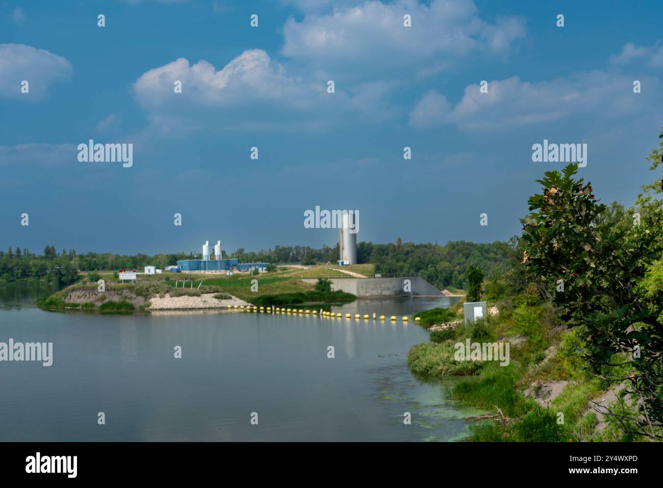 The water treatment and control facility on Lake Minnewasta, Morden, Manitoba, Canada. Stock Photo