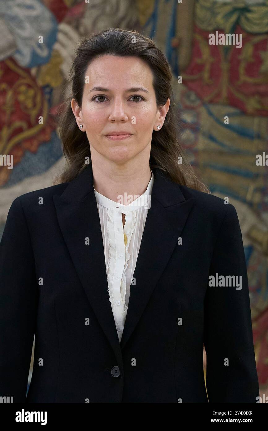 Maria Cristina de Ulloa y Solis-Beaumont attends Audience with King Felipe Vi of Spain at Zarzuela Palace on May 3, 2022 in Madrid, Spain. Stock Photo