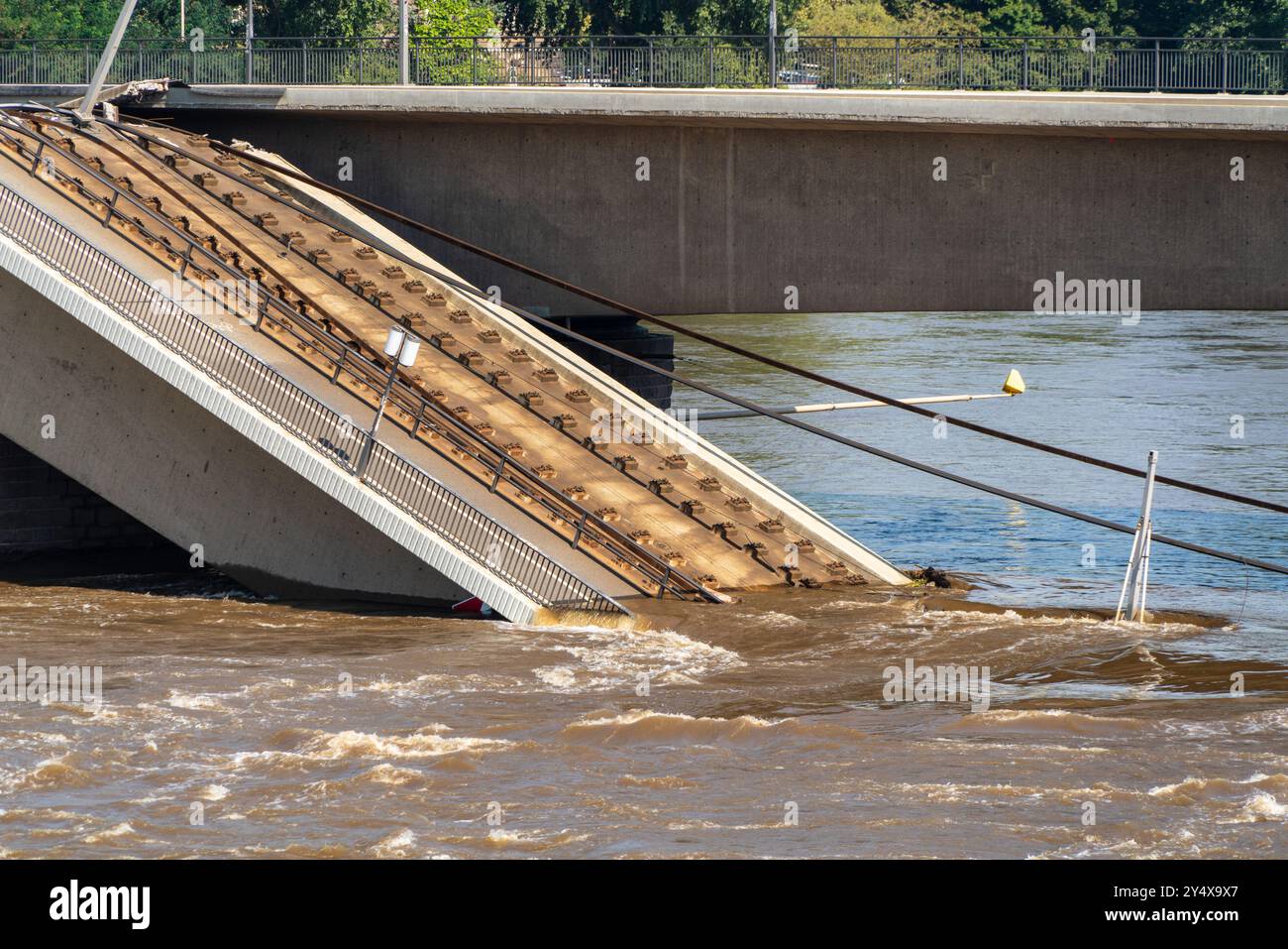 Dresden Germany September 18, 2024: The Carola Bridge lies in the ...