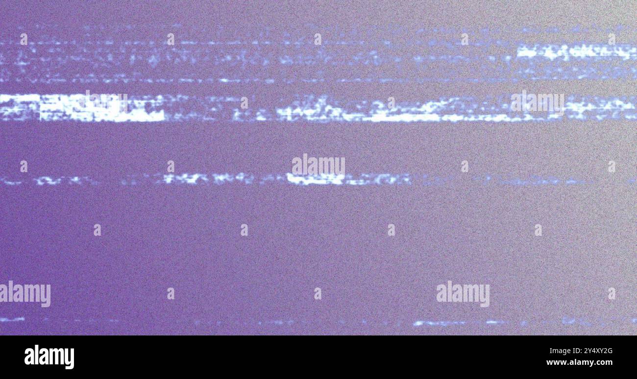 Horizontal glitch lines image over purple and gray gradient background Stock Photo