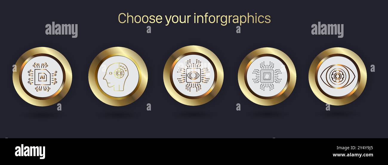 Luxury circles options infographic design, vector illustration. Golden ...