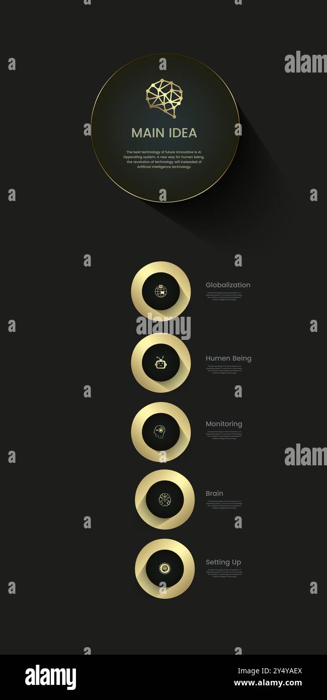 Luxury circles options infographic design, vector illustration. Golden ...