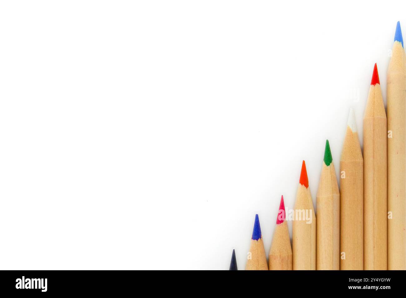 Coloring pencils on white background with copy space Stock Photo
