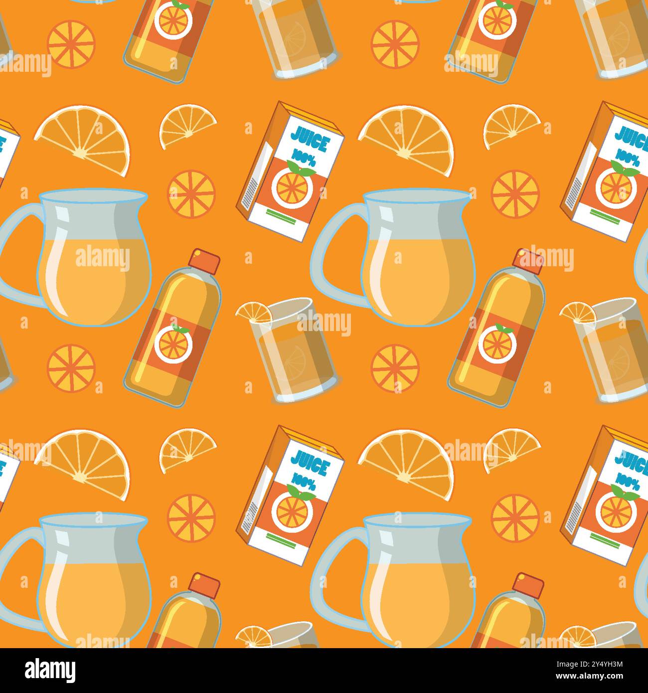 Colorful pattern with orange juice elements Stock Vector