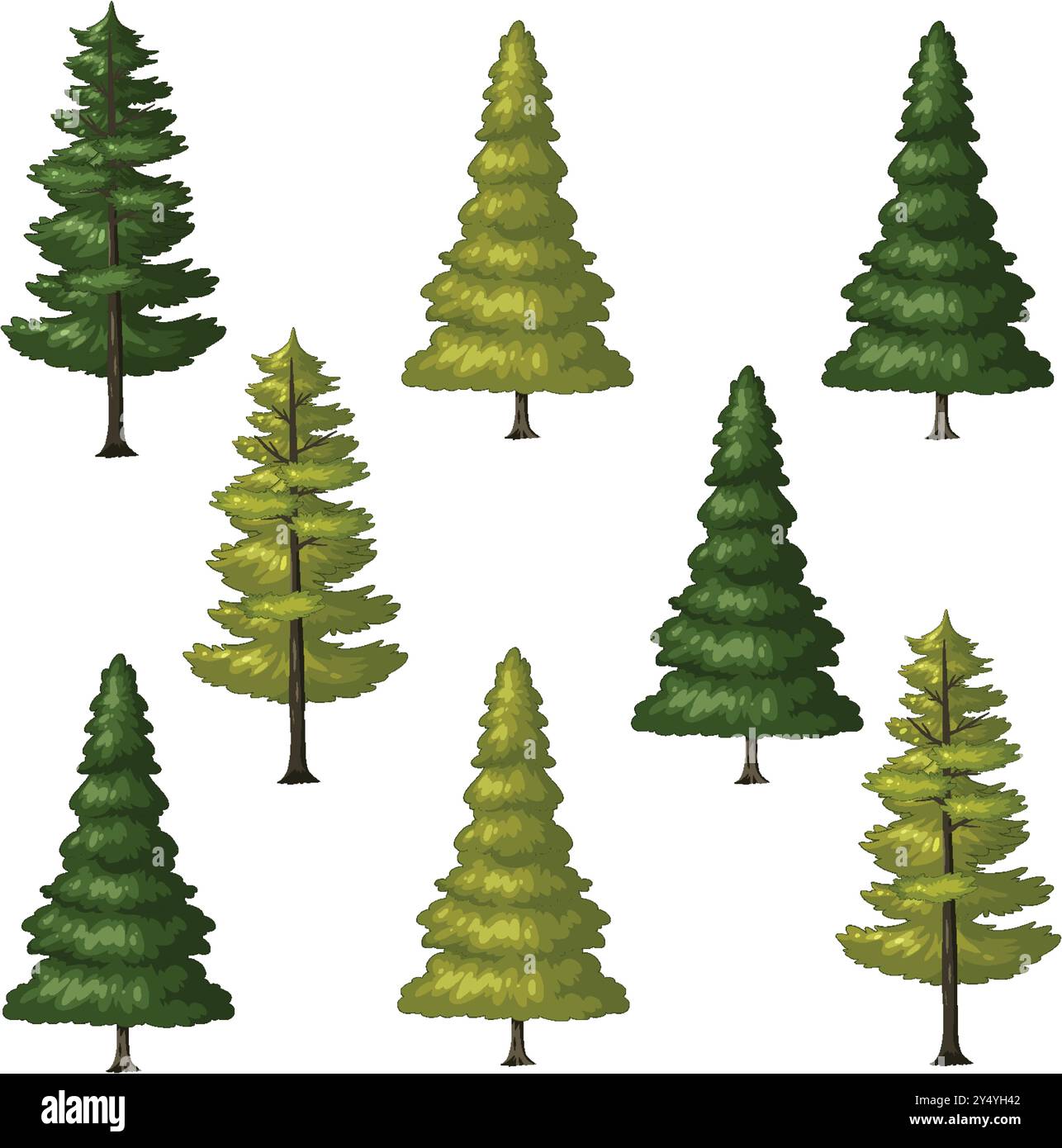 Vector illustration of various evergreen trees Stock Vector Image & Art ...
