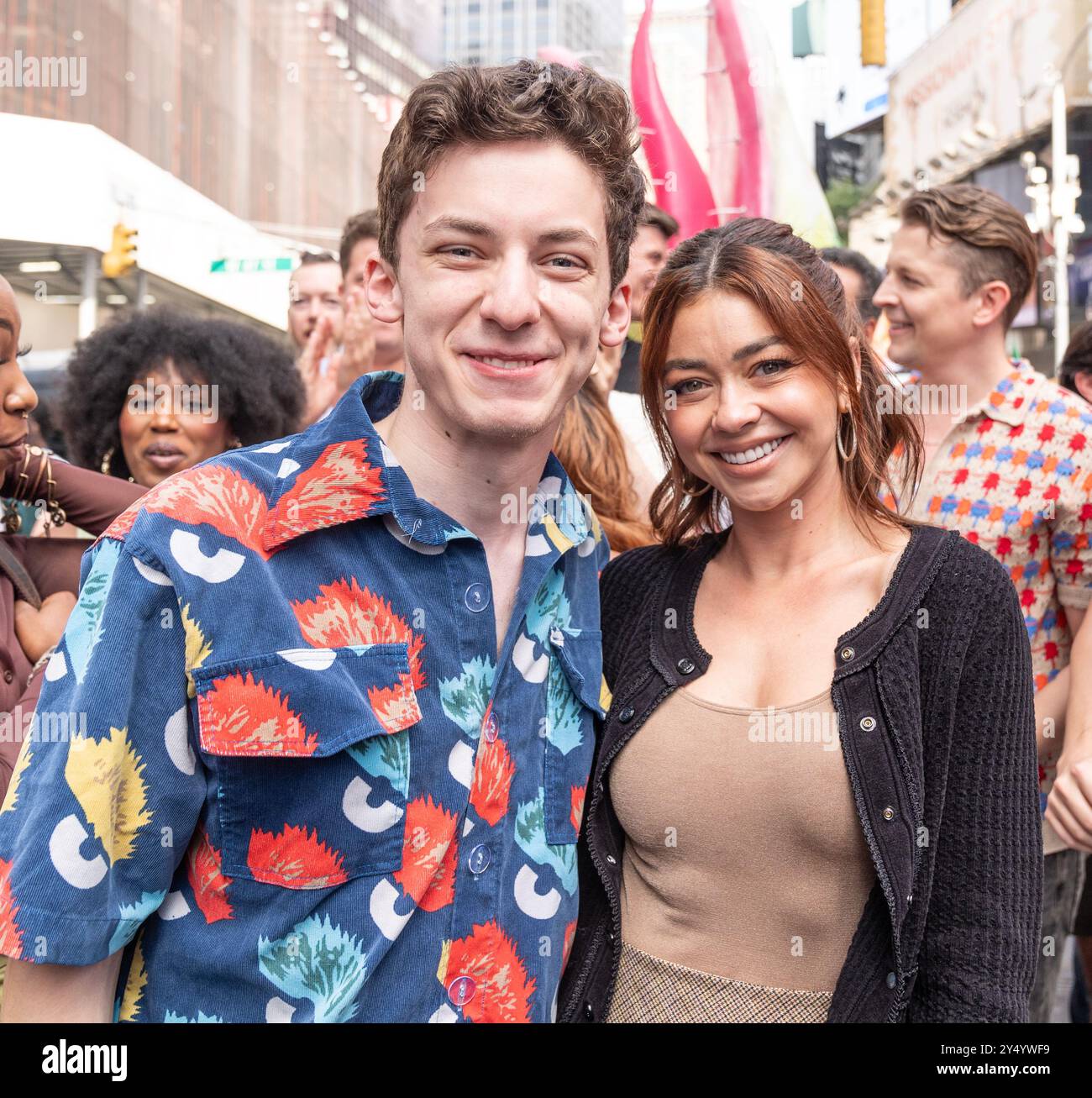 Sarah Hyland and Andrew Barth Feldman attend 'Little Shop of Horrors