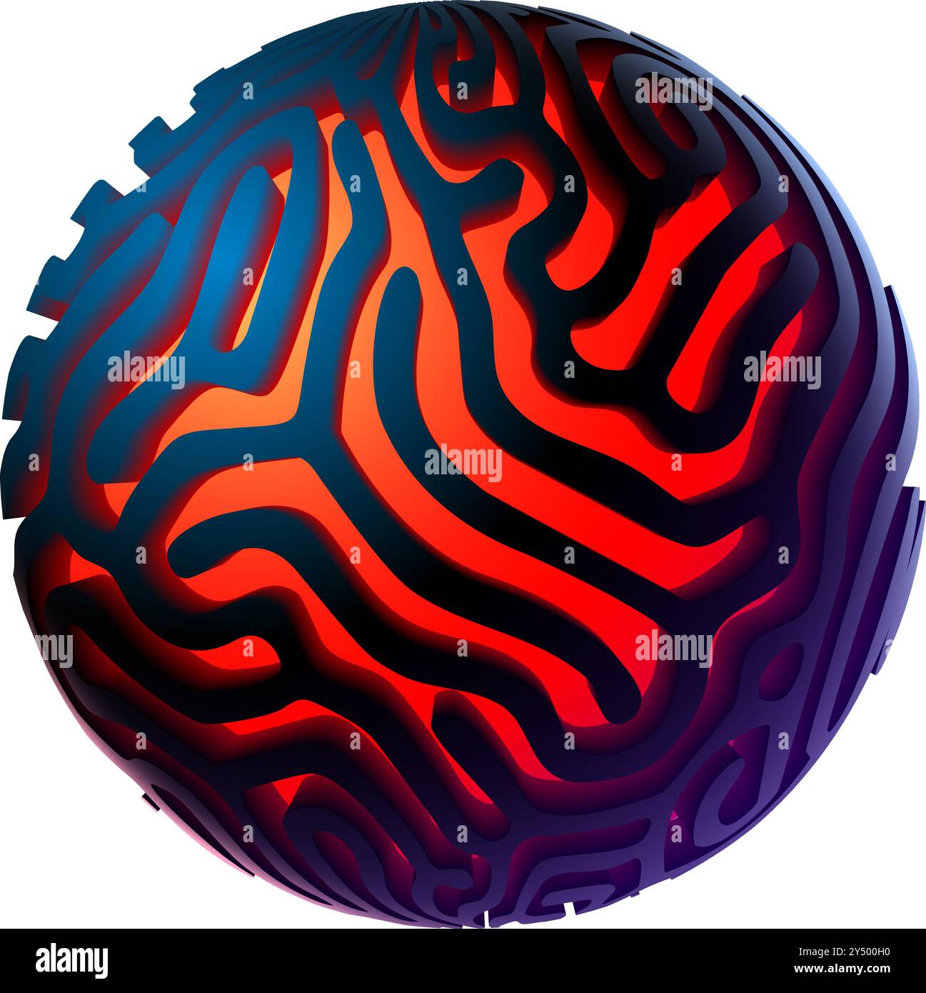 3d orb shape with algorithmic pattern, holographic color gradient. Scientific 3D ball concept Stock Vector