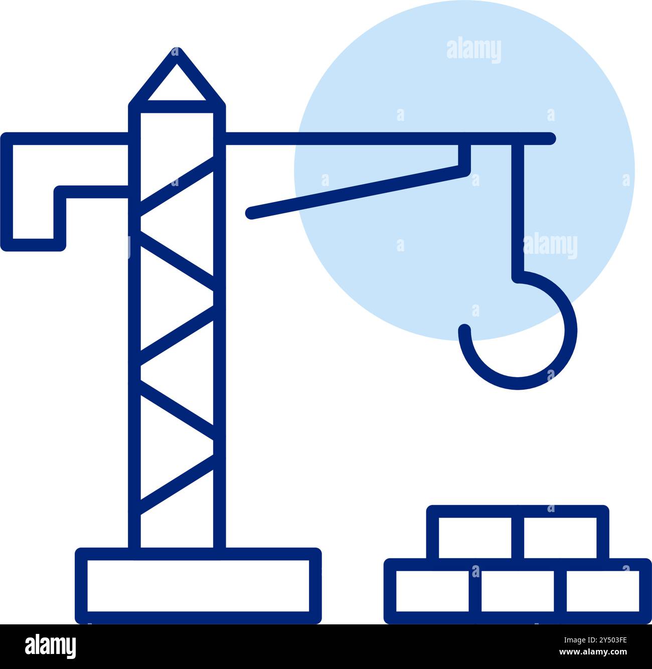 Tower crane and bricks. Construction site. Pixel perfect, editable stroke vector icon Stock Vector