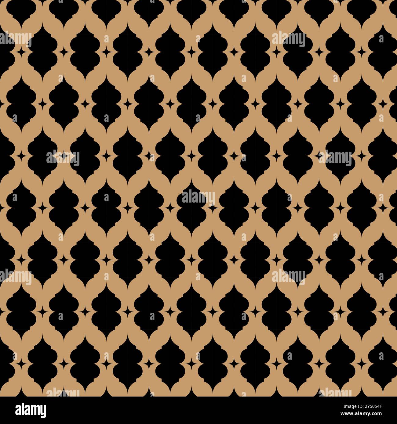 Geometri pattern brown, tan background with repeating black fourpointed star and teardrop shapes ideal for adding an elegant touch to graphic design p Stock Vector