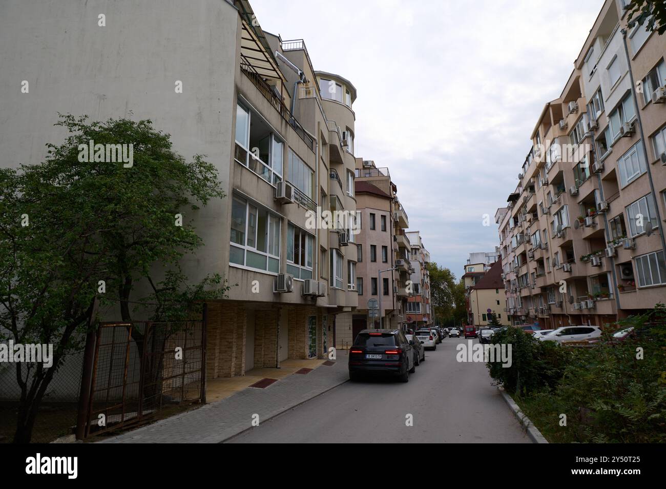 Residential street showcasing modern architectural style in a quiet ...