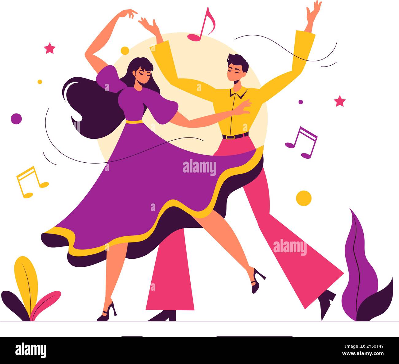 Vector Illustration of a Dancer Performing to Music in a Flat Style ...