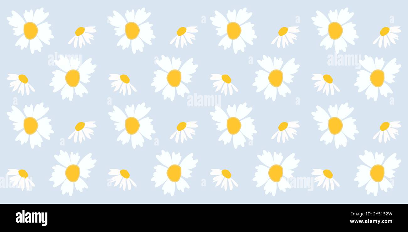 A Set of beautiful daisy flowers on blue background vector illustration ...