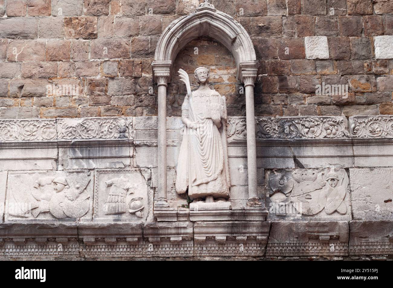 Italy, Friuli Venezia Giulia, Trieste, San Giusto Cathedral, Statue of San Giusto Stock Photo