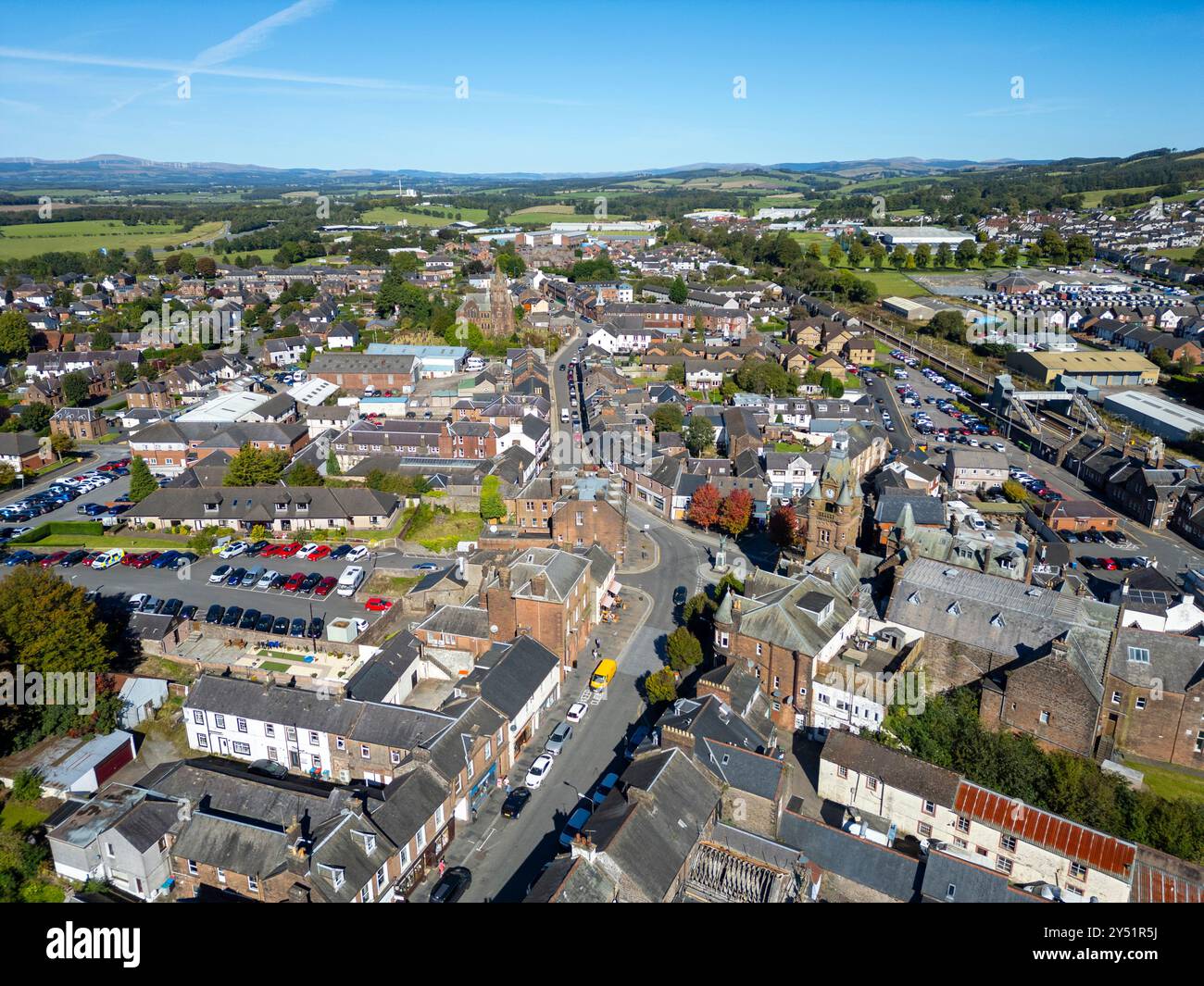 Aerial view from drone of Lockerbie in Dumfries and Galloway, Scotland ,UK Stock Photo