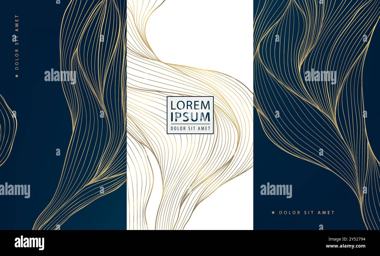 Vector set of abstract luxury package background, line wave pattern for ...