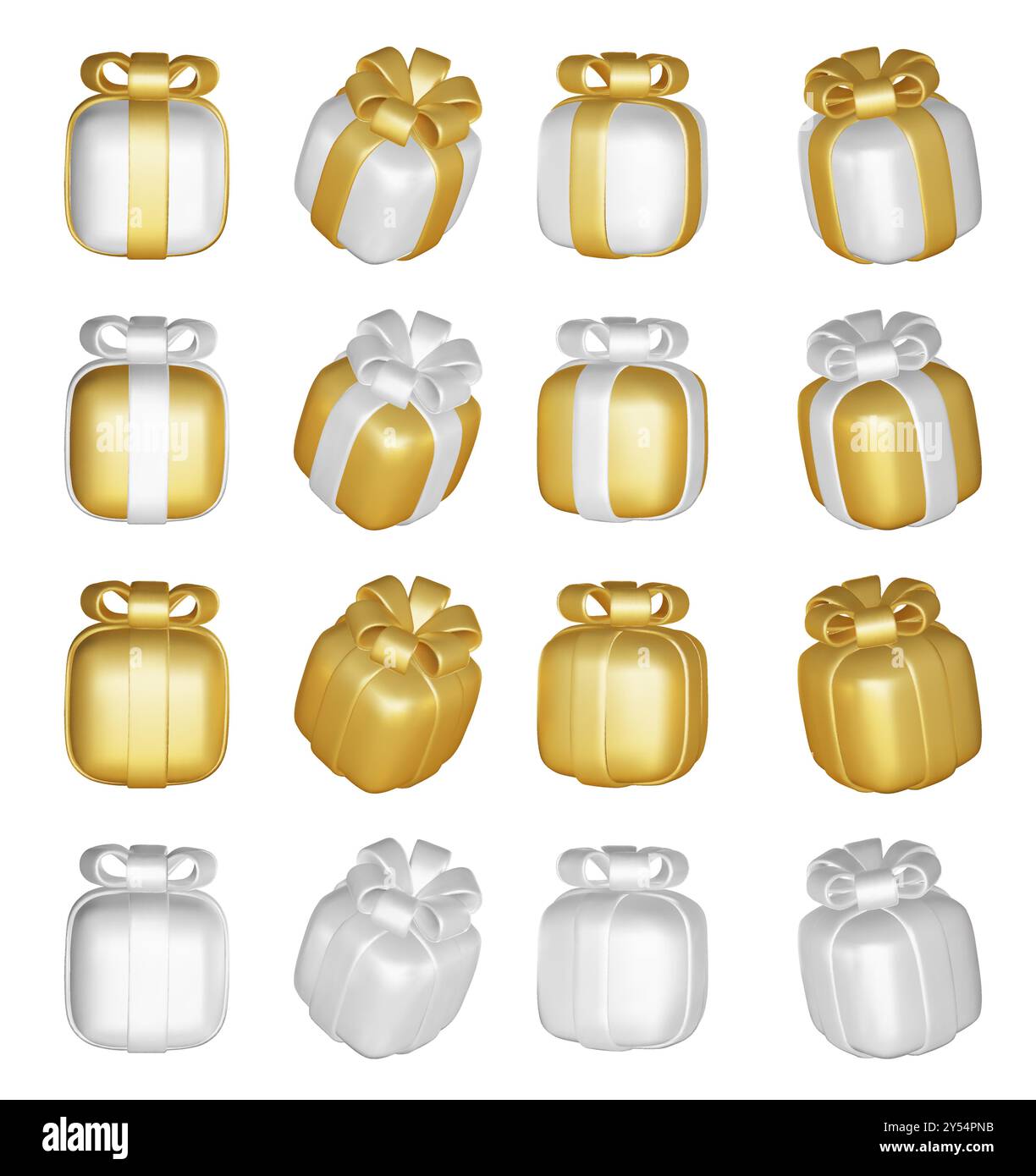 3d gift boxes set with yellow ribbon bow isolated on a white background ...