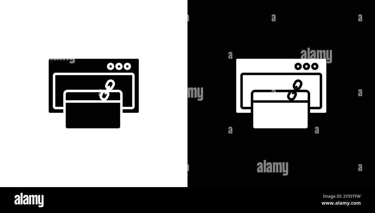 Backlink icon linear logo mark set collection in black and white Stock Vector