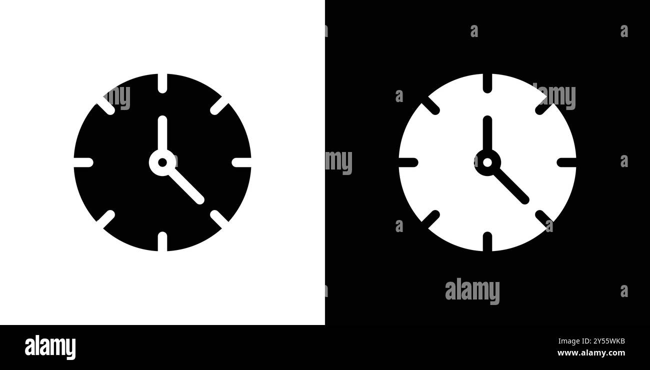 Clock icon linear logo mark set collection in black and white Stock ...