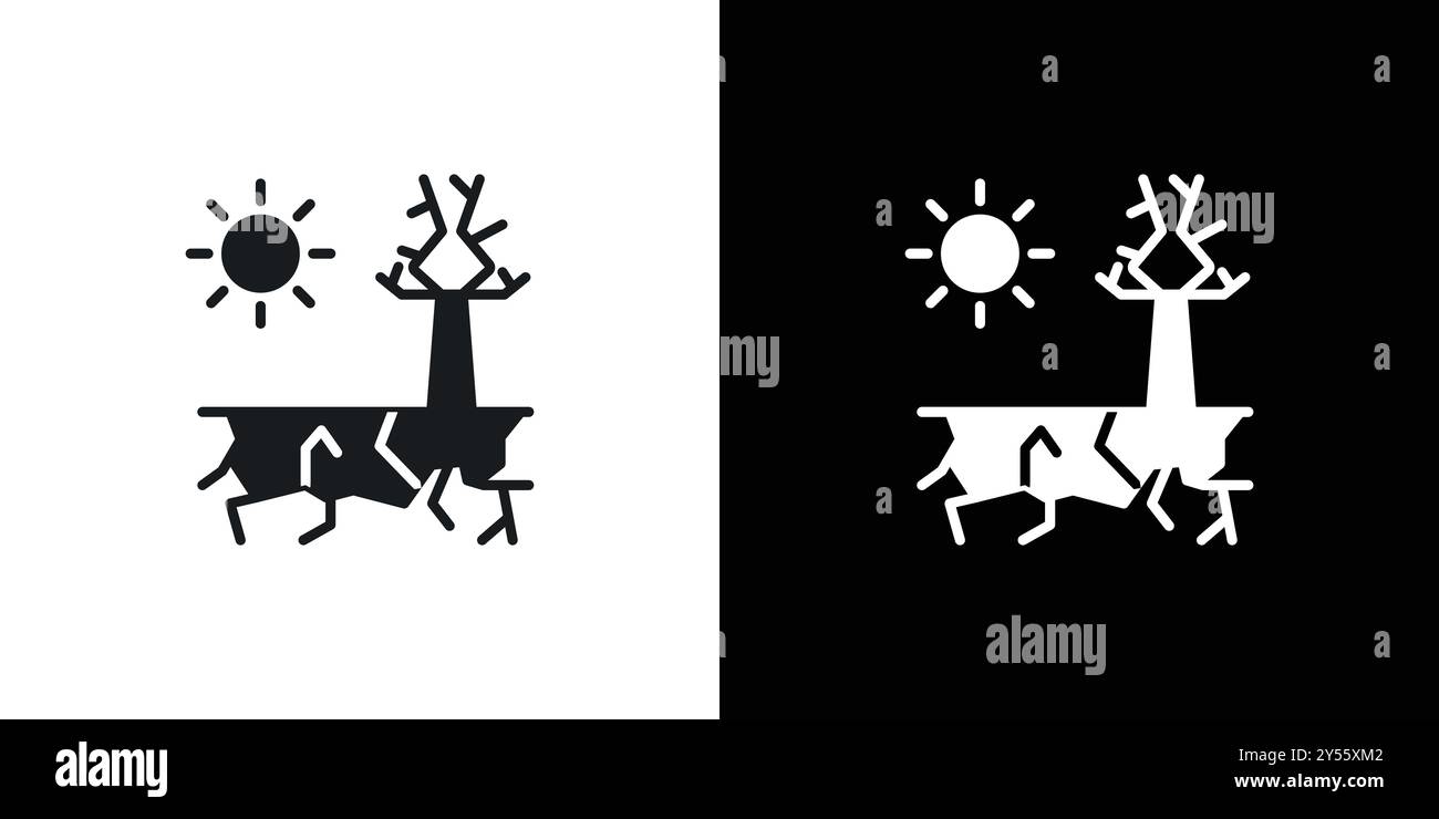 Drought icon linear logo mark set collection in black and white Stock ...