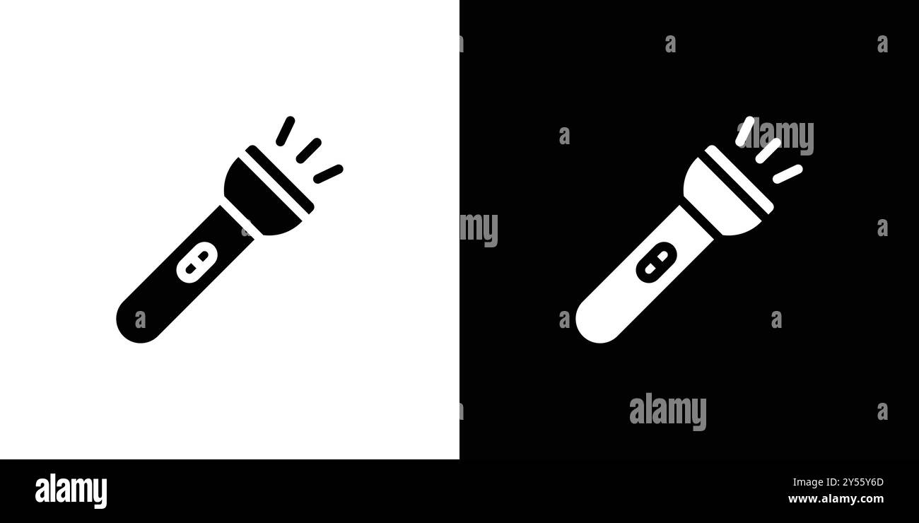 Flashlight icon linear logo mark set collection in black and white Stock Vector