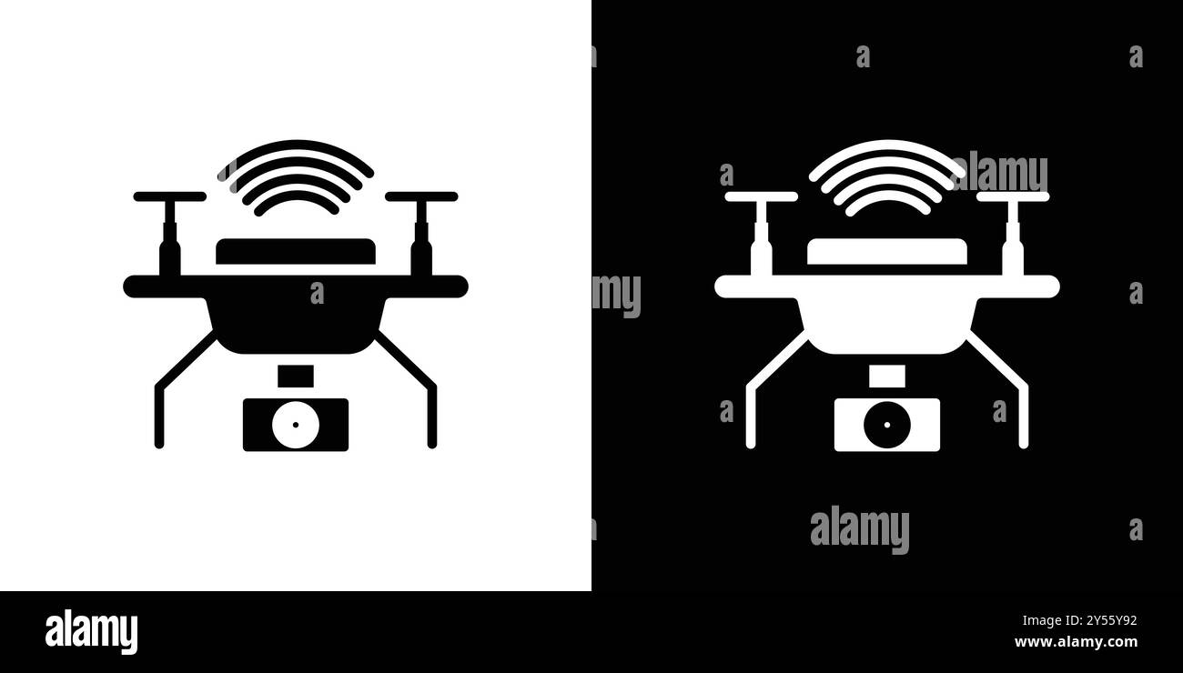 Drone Technology icon linear logo mark set collection in black and ...
