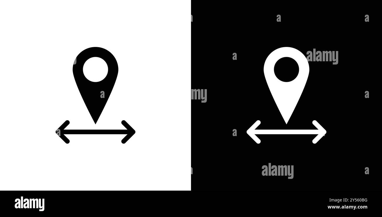 Destination distancing icon linear logo mark set collection in black and white Stock Vector