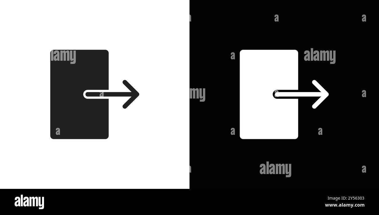 Logout exit icon linear logo mark set collection in black and white Stock Vector