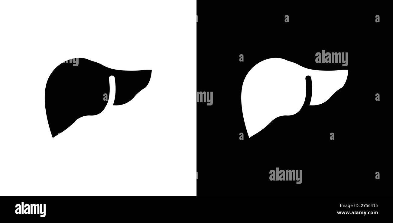 Human liver icon linear logo mark set collection in black and white ...
