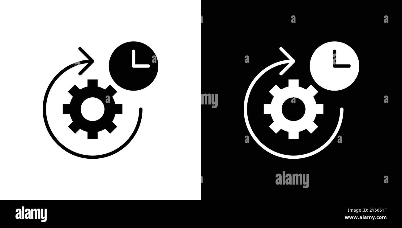 Time management icon linear logo mark set collection in black and white ...