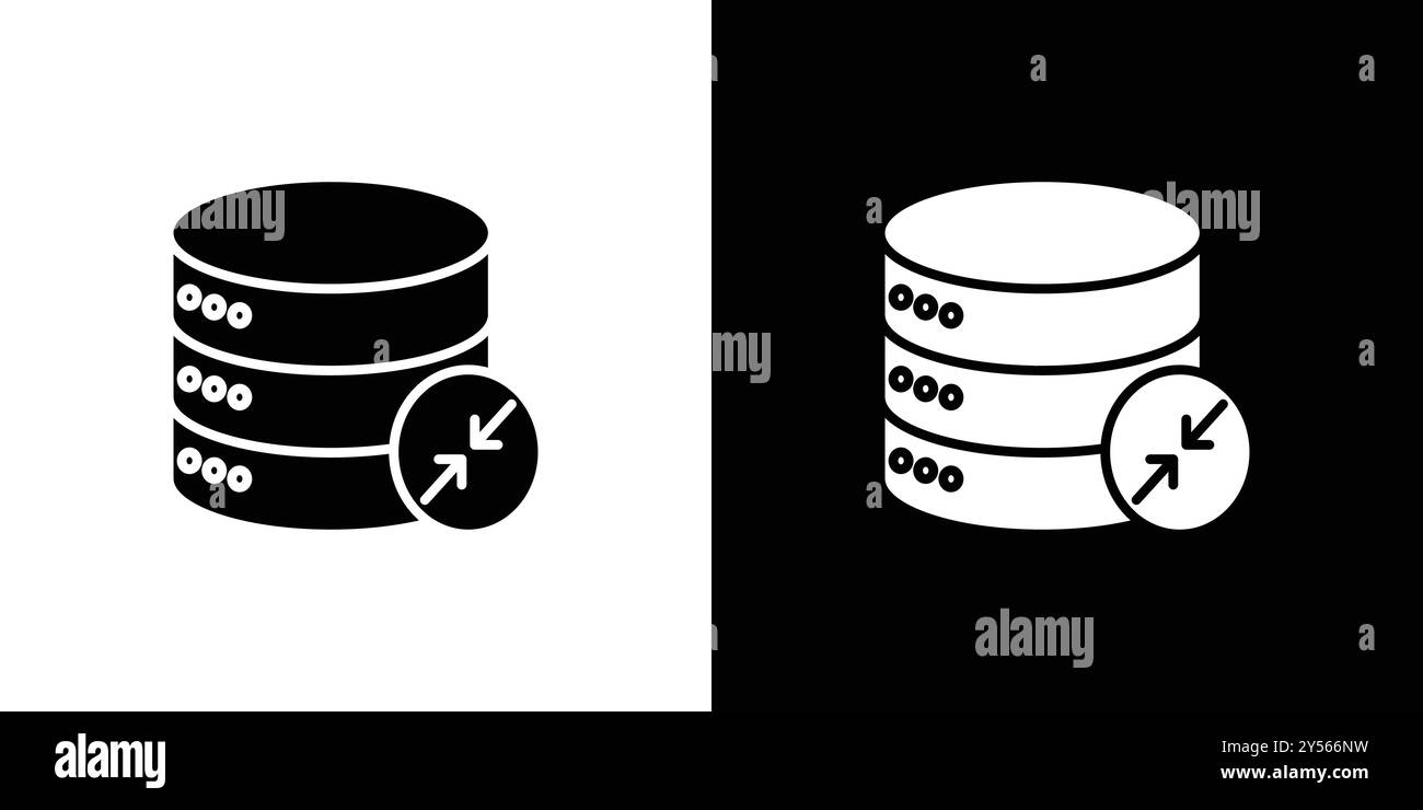 Shrink database icon linear logo mark set collection in black and white Stock Vector