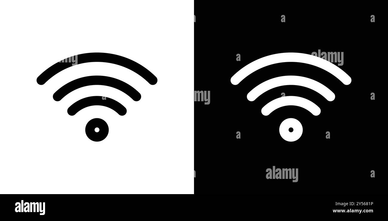 Wifi signal icon linear logo mark set collection in black and white ...