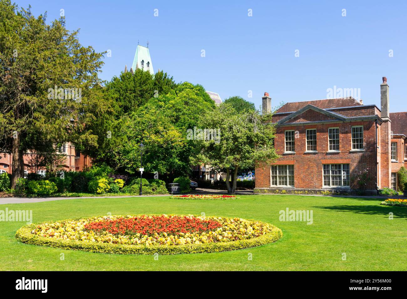 Abbey Gardens With Ornamental Flower Beds And The The Office Of The abbey-gardens-with-ornamental-flower-beds-and-the-the-office-of-the