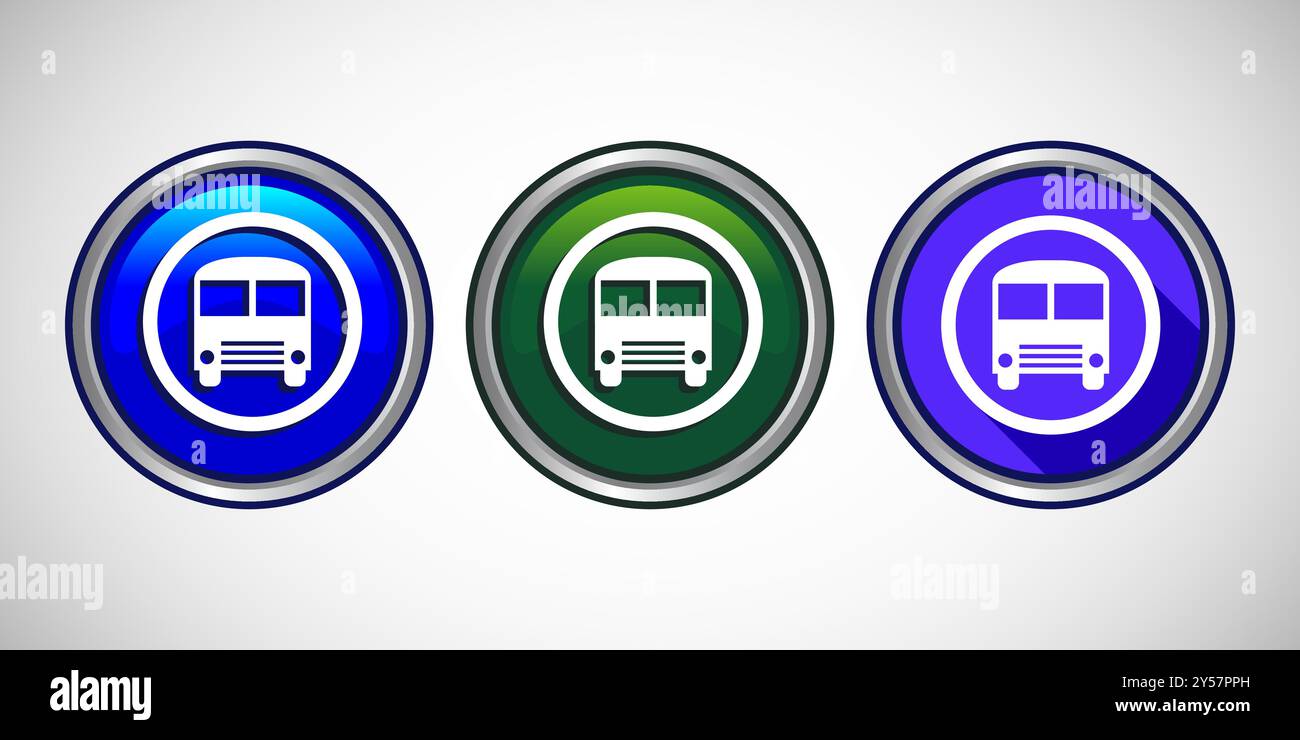 Public Transport Bus Icon Button Set Design Illustration Stock Vector ...