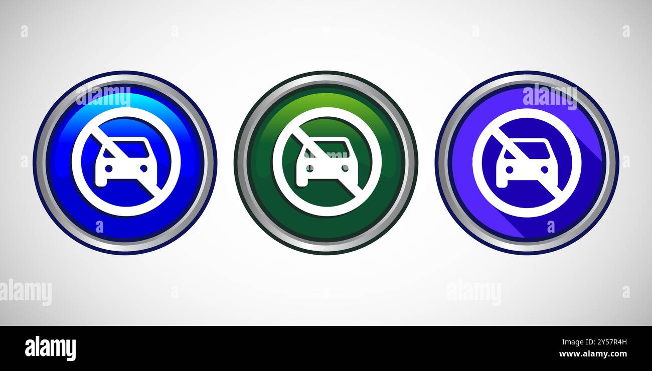 No Parking Icon Button Set Design Illustration Stock Vector
