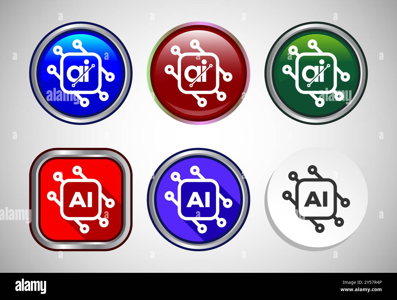 Artificial Intelligence icon button For Mobile and Web Stock Vector ...