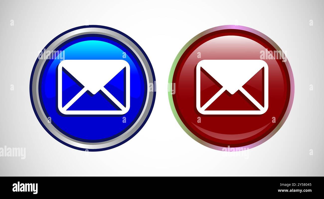 Envelope Email Icon Rounded Button Design Illustration Stock Vector ...