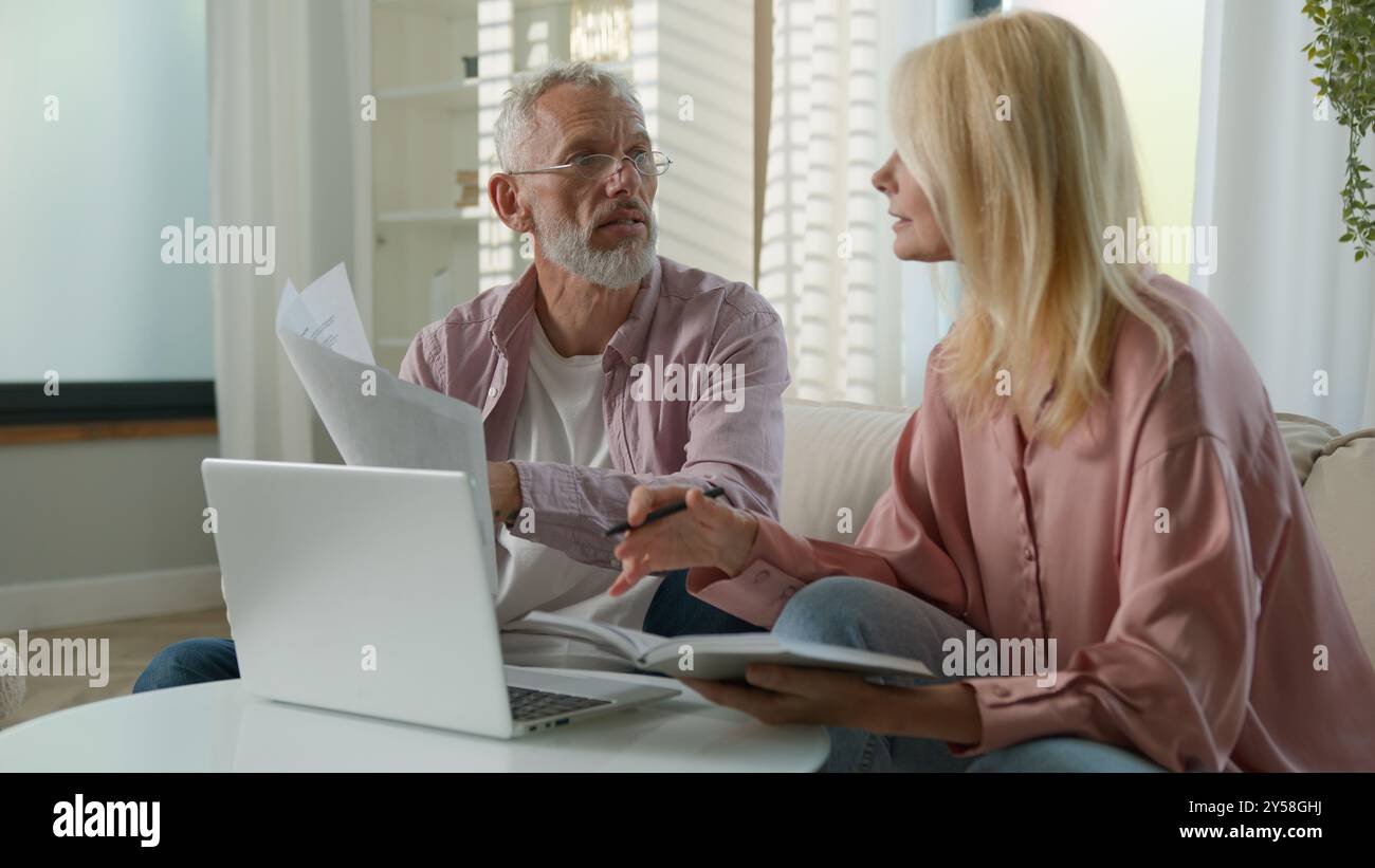 Frustrated old Caucasian couple adult senior woman mature angry man ...